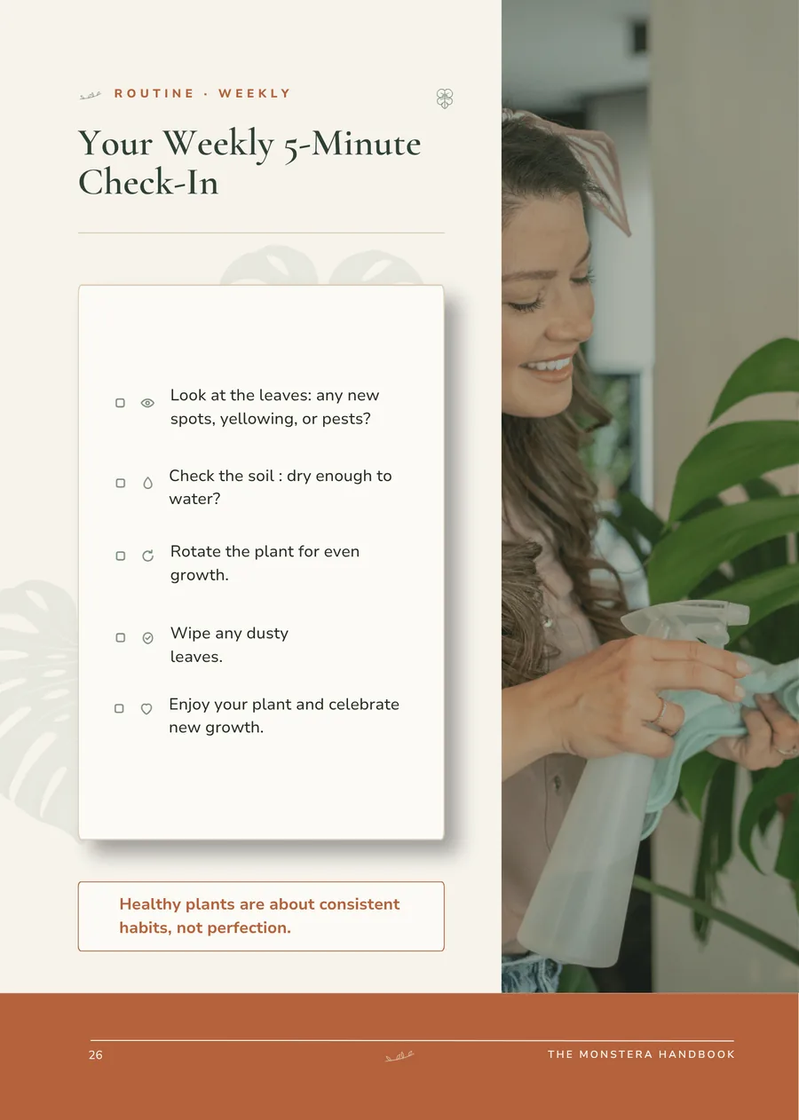 The weekly routine page from The Monstera Handbook